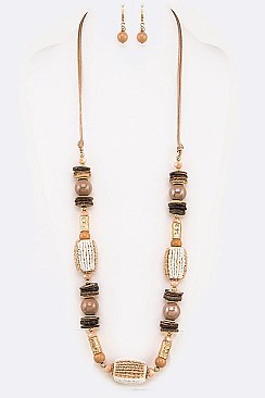 ASSORTED BEADS LONG NECKLACE SET