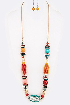 ASSORTED BEADS LONG NECKLACE SET