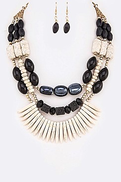 MIXED CERAMIC BEADS STATEMENT NECKLACE SET