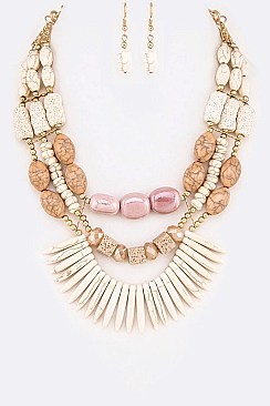 MIXED CERAMIC BEADS STATEMENT NECKLACE SET