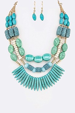 MIXED CERAMIC BEADS STATEMENT NECKLACE SET