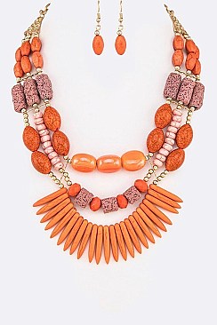 MIXED CERAMIC BEADS STATEMENT NECKLACE SET