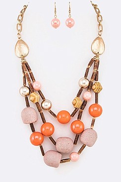 DIVERSE CERAMIC BEADS NECKLACE SET