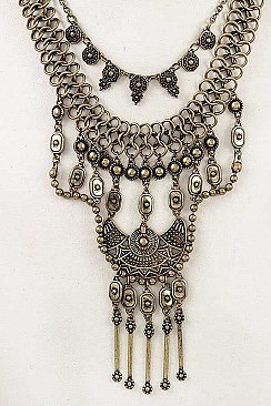 TIERED MIX ORNATE BIB NECKLACE SET