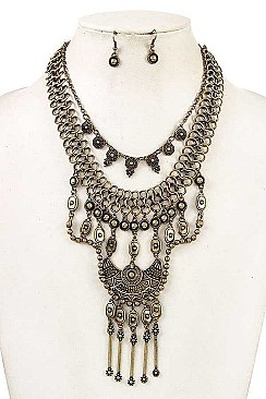 TIERED MIX ORNATE BIB NECKLACE SET