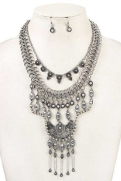 TIERED MIX ORNATE BIB NECKLACE SET