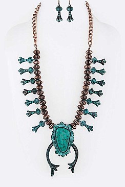 Western Squash Blossom Statement Necklace Set