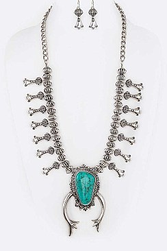 Western Squash Blossom Statement Necklace Set