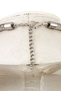 BEADED CHAIN TASSEL GEM FRAMED ORNATE NECKLACE SET