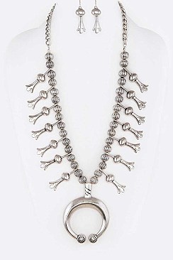 Squash Blossom Statement Necklace Set