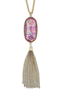 TASSEL PENDANT OPAL STONE NECKLACE SET