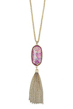 TASSEL PENDANT OPAL STONE NECKLACE SET