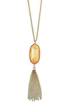 TASSEL PENDANT OPAL STONE NECKLACE SET