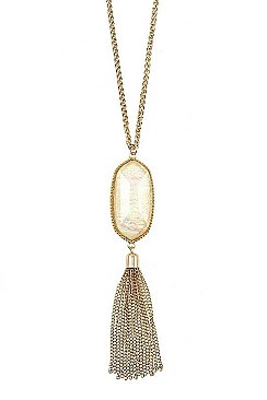 TASSEL PENDANT OPAL STONE NECKLACE SET