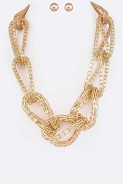 Chain Link Coil Statement Necklace Set