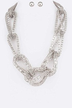 Chain Link Coil Statement Necklace Set