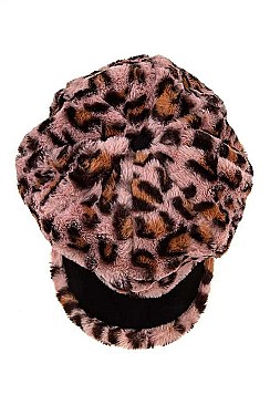 STYLISH ANIMAL PRINT NEWSBOY CAP
