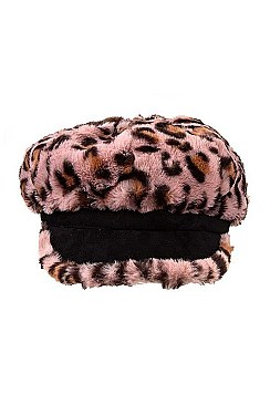 STYLISH ANIMAL PRINT NEWSBOY CAP