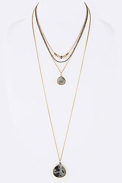 Stylish Convertible Mix Layer Stone Pendant Necklace LAN6140