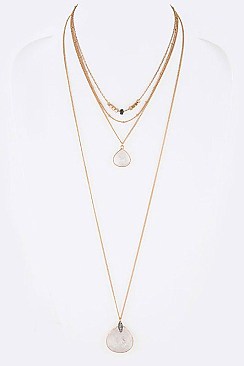 Stylish Convertible Mix Layer Stone Pendant Necklace LAN6140