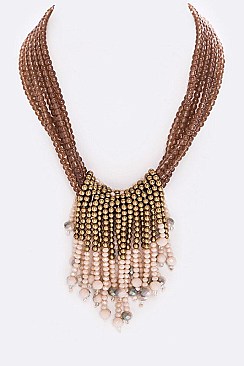 HOOPS & FRINGE BEADS LAYER NECKLACE