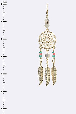 PACK OF 12 Pairs Dream Catcher Feather Earrings