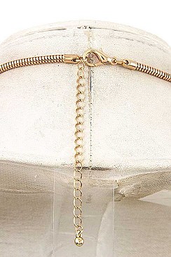 CHAIN TASSEL TRIPLE PEARL LINK NECKLACE SET