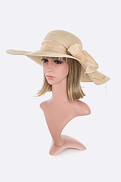 Pack of 6 Large Bow Straw Floppy Hat Set
