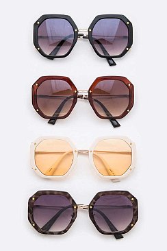 Pack of 12 Assorted Color Fashion Octagonal Sunglasses