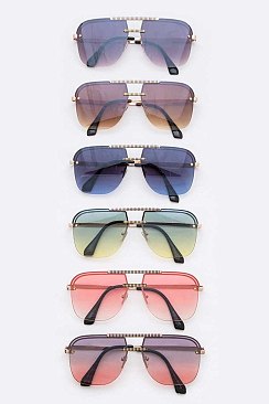 Pack of 12 Aviator Top Flat Bar sunglasses