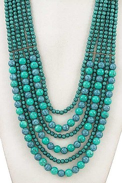 MULTI BEAD ELONGATED NECKLACE SET