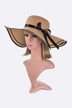 Pack of 6 Stripe Classy Straw Floppy Hat Set