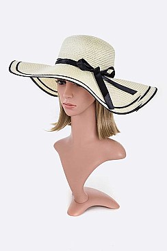 Pack of 6 Stripe Classy Straw Floppy Hat Set