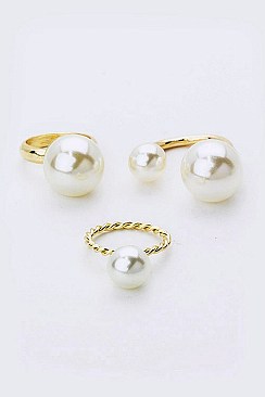 Set of (3 Pieces) Pearls Fashion Rings LAJR1044