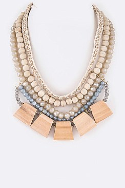 Wood & Crystal Beads Iconic Necklace