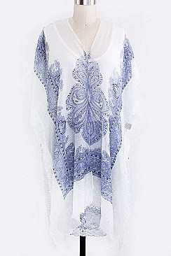 Crinkle Tribal Print Kimono Cardigan