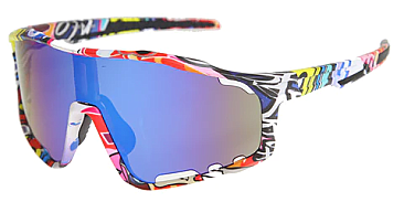 Pack of 12 Oversize Graffiti SPORT WRAP Shield Cycling SUNGLASSES