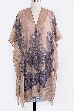 Crinkle Tribal Print Kimono Cardigan