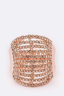 Elegant Layered Crystals Stretch Ring LARB2084