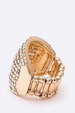 Elegant Layered Crystals Stretch Ring LARB2084