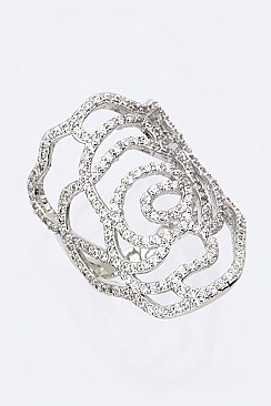 Cutout Rose Cubic Zirconia Fashion Ring LACW1777