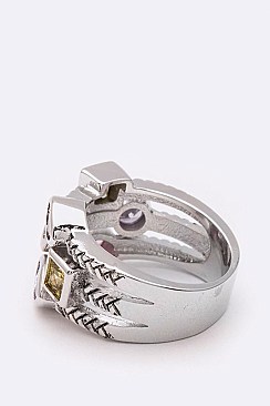 Multi Color Texture Cubic Zirconia Ring LAGKL986