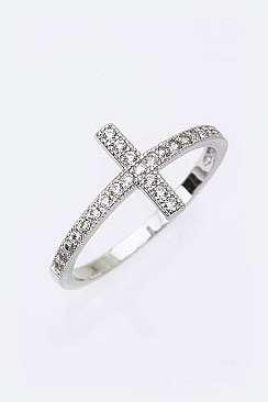 Cubic Zirconia Cross Ring LACW1781