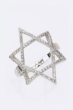 Cubic Zirconia Star Of David Fashion Ring LACW1782