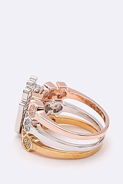 Hamsa Cubic Zirconia Tri-Tone Ring Set Hamsa CZ Tri-Tone Ring Set LAGKP275R