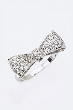 Cubic Zirconia Bow Tie Fashion Ring LACW1784