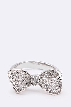 3D Cubic Zirconia Bow Tie Ring LAGKP331R