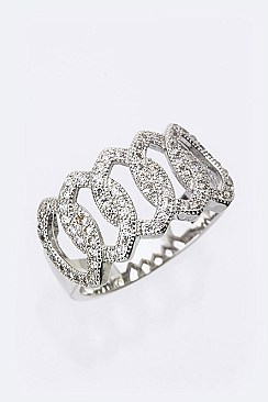 Cubic Zirconia Loopy Chain Fashion Ring LACW1787