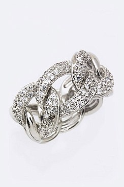 Cubic Zirconia Chunky Chain Statement Ring LACW1792