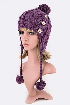Trendy Double Pom Pom Winter Beanie LA-KH13